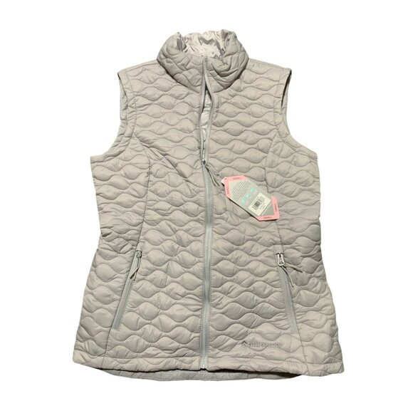 Free Country Ladies Small Silver Chip Quilted Vest Recycled Polyester Eco-Friend - Picture 1 of 5